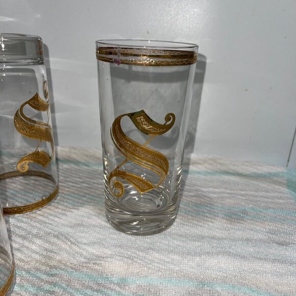Culver 1960s Mid Century Highball Glasses Monogrammed S Set of 6 - Picture 6 of 9